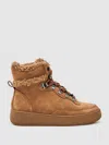 Reiss Tan Suede Faux-shearling Trainer Boots In Brown