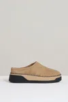 REISS TAN SYDNEY SUEDE SHEARLING-LINED MULES