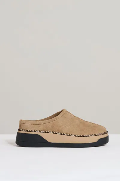 Reiss Tan Sydney Suede Shearling-lined Mules