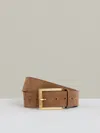 Reiss Tan Suede Square Roller Buckle Belt