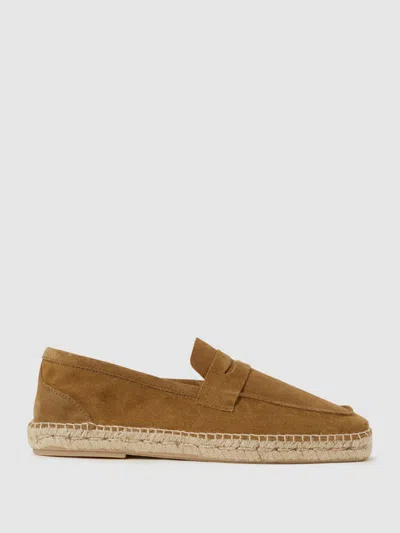 Reiss Tan Suede Summer Shoes In Brown