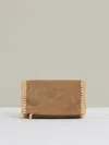 Reiss Tan Suede Woven-trim Clutch Bag In Brown