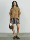 Reiss Tan Suede Zip Through Bomber Jacket