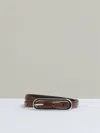 Reiss Tan Thin Leather Elongated Buckle Belt