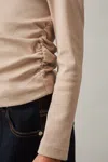 Reiss Tan 9-13 Yrs Cotton Blend Ruched T-shirt In Tan