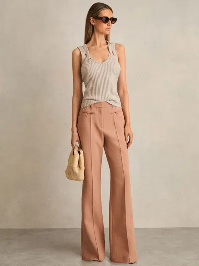 Reiss Tan Welt Pocket Flared Trousers