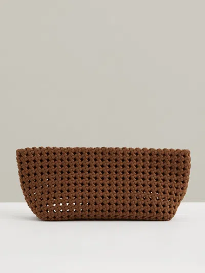 Reiss Tan Woven Clutch Bag In Brown