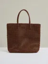 Reiss Tan Woven Neoprene Tote Bag In Brown