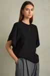 Reiss Black Draped Sleeve Top