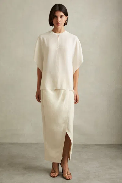 Reiss Tania - Ivory Draped Sleeve Top, Us 12