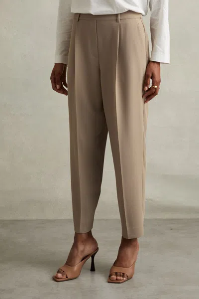 Reiss Taper - Mink Neutral Eden Taper Front Pleat Tapered Trousers, Us 6