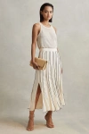 Reiss Cream Contrast Ruffle Midi Skirt In Cream
