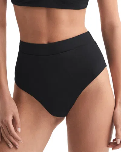 Reiss Tara Italian Fabric High Rise Bikini Bottom In Black