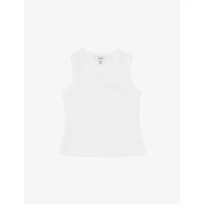 Reiss Kids' White Tara Ribbed Cotton-jersey Vest Top 3-9