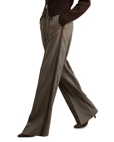 Reiss Tarley Side Stripe Check Pants In Green