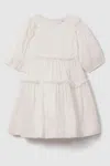 Reiss Tash - Ivory Teen Tiered Linen Blend Puff Sleeve Dress, Uk 13-14 Yrs