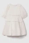 Reiss Tash - Ivory Tash Teen Tiered Linen Blend Puff Sleeve Dress