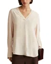 Reiss Pale Pink Relaxed High-low V-neck Top In Pale Pink