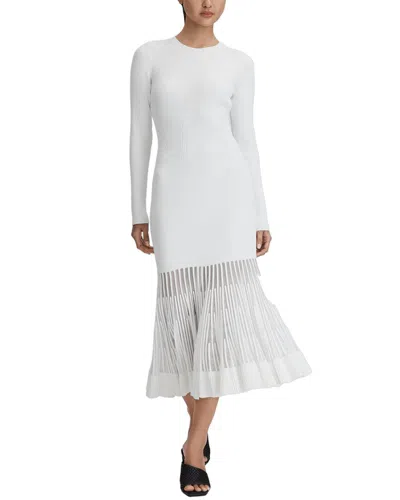 Reiss Tasmin Knit Sheer Pleat Midi Dress In White