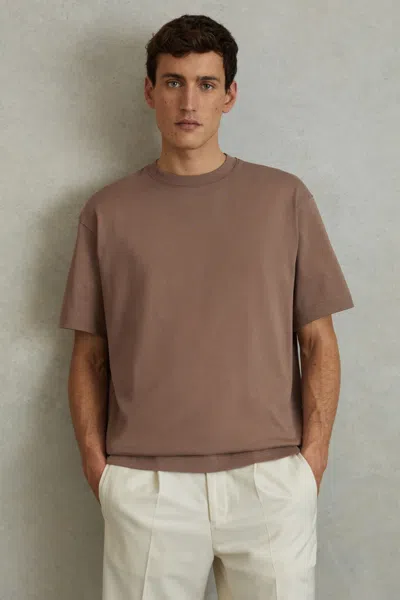 Reiss Tate - Deep Taupe Oversized Garment Dye T-shirt, M