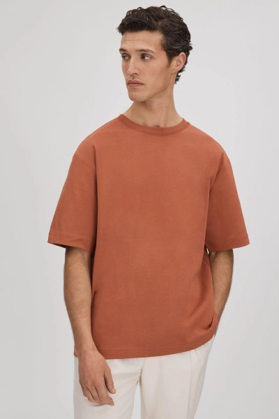 Reiss Tate - Raw Sienna Oversized Garment Dye T-shirt, M