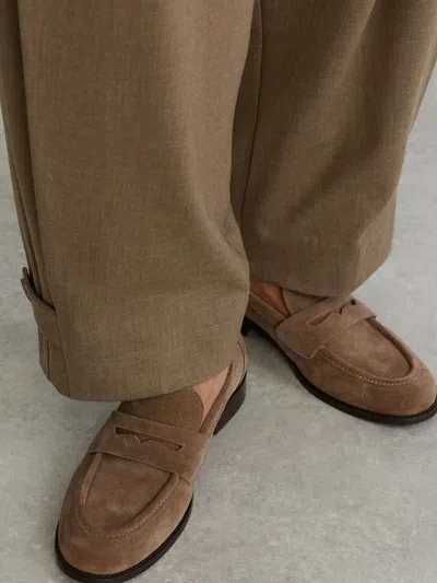 Reiss Taupe Aurora Suede Penny Loafers