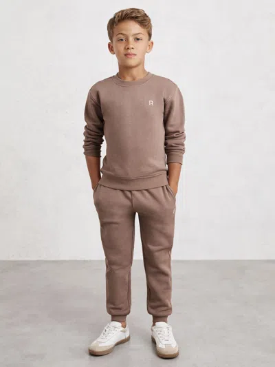 Reiss Taupe Avery Set Top & Joggers Set In Brown