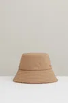 Reiss Taupe Bella Reversible Fleece And Twill Bucket Hat In Taupe