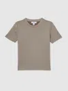 Reiss Taupe Brown 13-14 Yrs Interlock-jersey Crew-neck T-shirt