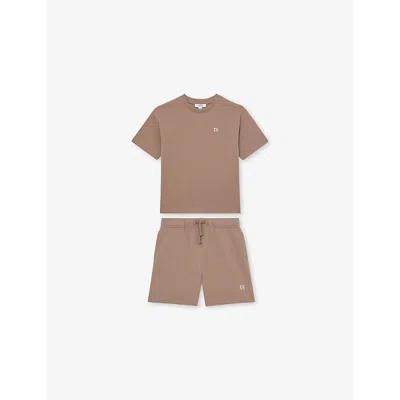 Reiss Kids' Taupe Brown Avern Cotton-blend Two-piece Set