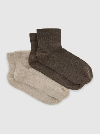Reiss Taupe Brown Becci 2-pack Cotton-blend Ribbed Trainer Socks