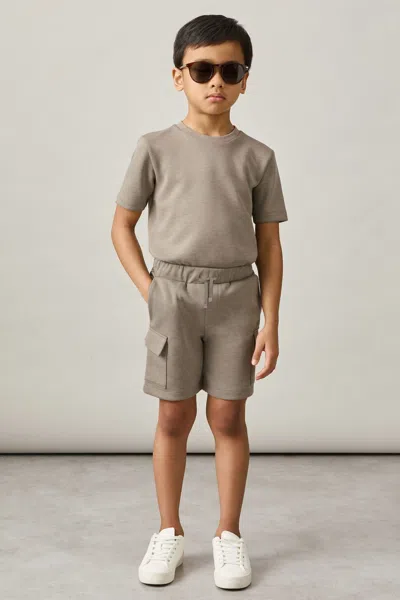 Reiss Taupe Brown Interlock-jersey Cargo Shorts