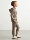Reiss Taupe Brown Interlock-jersey Hoodie In Gray