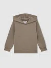 Reiss Taupe Brown Interlock Jersey Hoodie In Gray