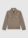 Reiss Taupe Brown Interlock Zip Through Overshirt In Brown