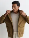 Reiss Taupe Brown Technical Button-through Bomber Jacket