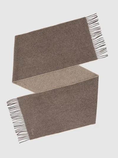 Reiss Taupe Brown Picton Cashmere Blend Scarf