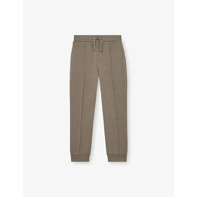 Reiss Kids' Taupe Brown Premier Interlock Jersey Joggers 3
