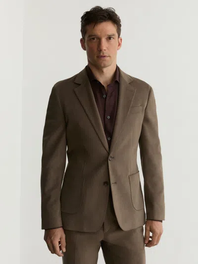 Reiss Taupe Brown Regent Brushed Twill Single-breasted Blazer Tailored-fit
