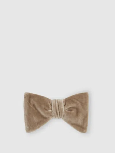 Reiss Taupe Brown Velvet Bow Tie
