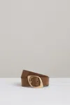 Reiss Taupe Leather Curved-edge Buckle Belt In Taupe
