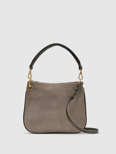 Reiss Taupe Colette Suede Crossbody Bag