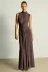Reiss Taupe Sheer Ruched Maxi Dress In Taupe