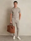 Reiss Taupe Drawstring Jersey Joggers In Brown
