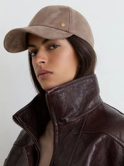 Reiss Taupe Faux Suede Baseball-style Cap