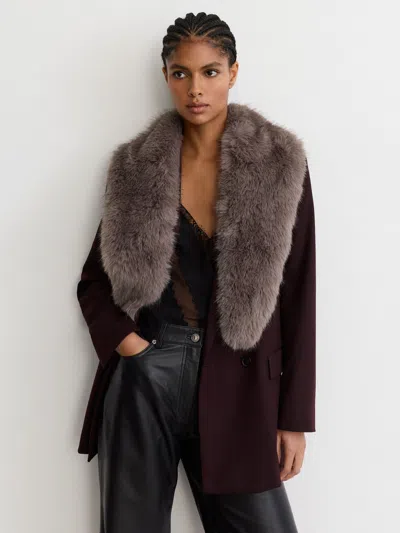 Reiss Taupe Faux-fur Collar