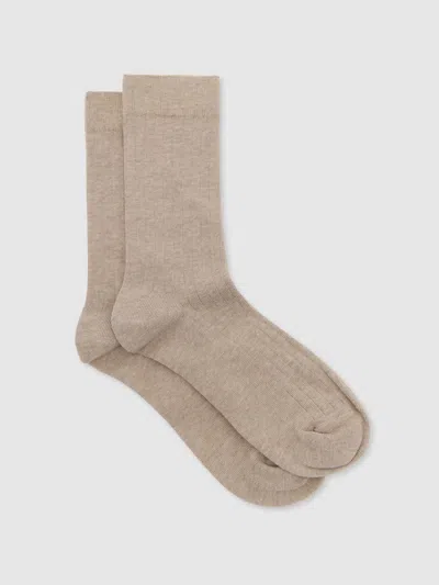 Reiss Taupe Felicia Cotton Blend Ribbed Loafer Socks