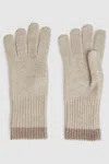 Reiss Taupe Wool Blend Tipped Gloves In Taupe
