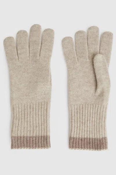 Reiss Taupe Wool Blend Tipped Gloves