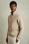 Reiss Taupe Half-zip Funnel-neck Jumper